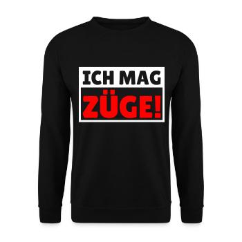 Ich mag Züge Eisenbahner Lokführer - Unisex Pullover - Schwarz - Vorne - Alina (178cm) & Michal (187cm)