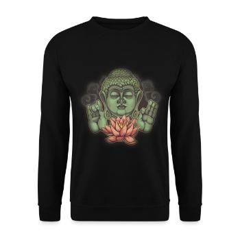 Lotus buddha - Unisex Sweatshirt - black - Front - Alina (178cm) & Michal (187cm)