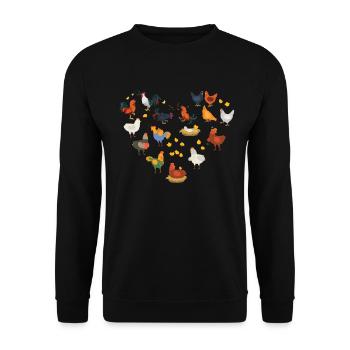 Chicken Chickens Heart Hen Rooster Chicken Egg Gift - Unisex Sweatshirt - black - Front - Alina (178cm) & Michal (187cm)