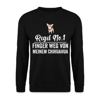Chihuahua Hunde Chihuahuabesitzer Geschenk - Unisex Pullover - Schwarz - Vorne - Alina (178cm) & Michal (187cm)