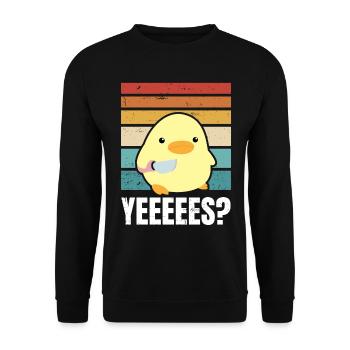 Yeeeeees mignon canard avec couteau meme goose cadeau - Sweat-shirt Unisexe - noir - Devant - Alina (178cm) & Michal (187cm)