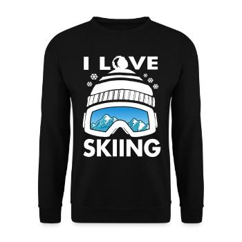 Funny I Love Skiing Ski Goggles GiftSkiing apparel - Unisex Pullover - Schwarz - Vorne - Alina (178cm) & Michal (187cm)