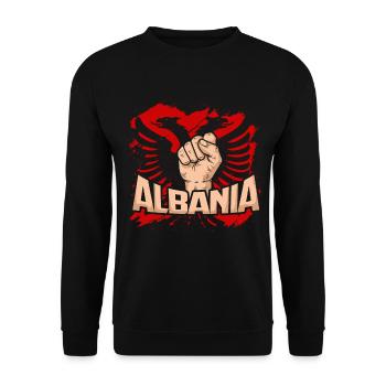 Albanische Flagge Albanien Kosovo Tirana Shqiptar - Unisex Pullover - Schwarz - Vorne - Alina (178cm) & Michal (187cm)