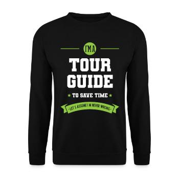 Ich bin Reiseleiter - Reiseleiter Job Geschenk lustig - Unisex Pullover - Schwarz - Vorne - Alina (178cm) & Michal (187cm)