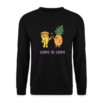 Love Is Love - Hawaiian Pizza Love - Pineapple Pizza - Unisex Sweatshirt - black - Front - Alina (178cm) & Michal (187cm)
