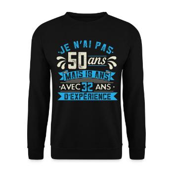 Anniv 50 ans Anniversaire Humour Fille Cadeau - Sweat-shirt Unisexe - noir - Devant - Alina (178cm) & Michal (187cm)