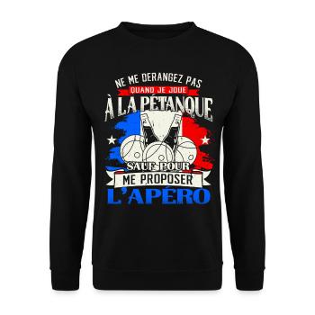 Petanque Humour Boccia Bouliste - Sweat-shirt Unisexe - noir - Devant - Alina (178cm) & Michal (187cm)