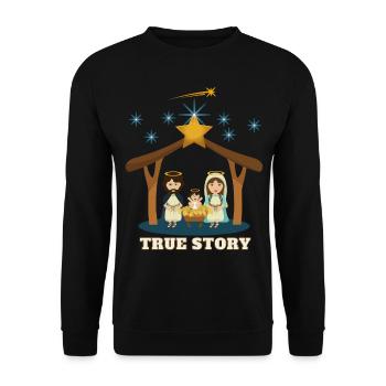 Histoire vraie Joseph Maria Jesus Christmas Night - Sweat-shirt Unisexe - noir - Devant - Alina (178cm) & Michal (187cm)
