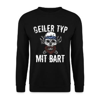 Geiler Typ mit Bart - Unisex Pullover - Schwarz - Vorne - Alina (178cm) & Michal (187cm)