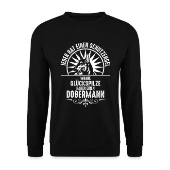 Dobermann Hundeliebhaber Haustier Spruch - Unisex Pullover - Schwarz - Vorne - Alina (178cm) & Michal (187cm)