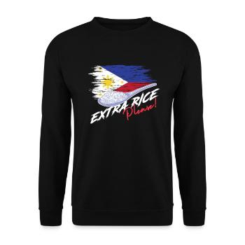 Extra Reis bitte philippinische Flagge Filipino Pinoy - Unisex Pullover - Schwarz - Vorne - Alina (178cm) & Michal (187cm)