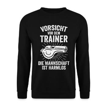 Trainer Sporttrainer Kotrainer Fußballtrainer Gesc - Unisex Pullover - Schwarz - Vorne - Alina (178cm) & Michal (187cm)
