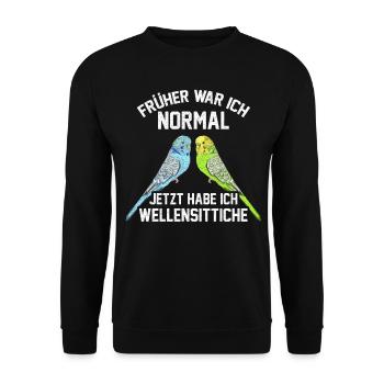 Wellensittich Vogel Wellensittichhalter Lustige Sp - Unisex Pullover - Schwarz - Vorne - Alina (178cm) & Michal (187cm)