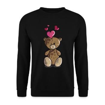 Teddy bear with heart teddy bear motif - Unisex Sweatshirt - black - Front - Alina (178cm) & Michal (187cm)