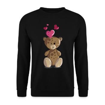 Teddy bear with heart teddy bear motif - Unisex Sweatshirt - black - Front - Alina (178cm) & Michal (187cm)