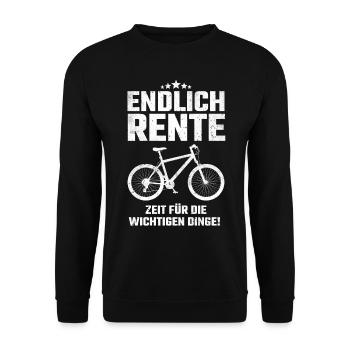Endlich Rente Fahrrad Fahrradfahrer Rentner - Unisex Pullover - Schwarz - Vorne - Alina (178cm) & Michal (187cm)