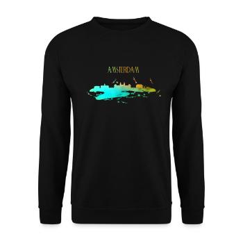 Amsterdam Skyline Art - Unisex Pullover - Schwarz - Vorne - Alina (178cm) & Michal (187cm)