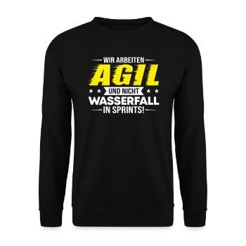 Agil Arbeiten In Sprints Projektmanagement Spruch - Unisex Pullover - Schwarz - Vorne - Alina (178cm) & Michal (187cm)