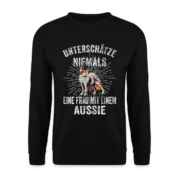 Australian Shepherd Hund Hundeliebhaber Lustige Sp - Unisex Pullover - Schwarz - Vorne - Alina (178cm) & Michal (187cm)