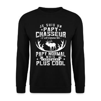 Cadeau pour Papy Chasseur | Chasse - Sweat-shirt Unisexe - noir - Devant - Alina (178cm) & Michal (187cm)