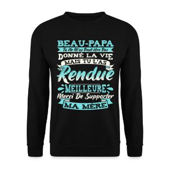 Beau-Papa Cadeau | Meilleure Beau-Pére - Sweat-shirt Unisexe - noir - Devant - Alina (178cm) & Michal (187cm)