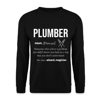 Klempner Sanitär Arbeit Rohr Geschenk - Unisex Pullover - Schwarz - Vorne - Alina (178cm) & Michal (187cm)