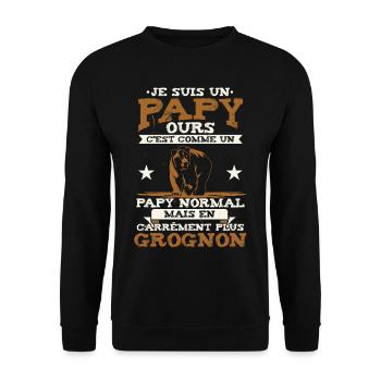 Papy Ours Cadeau pour Grand-Père - Sweat-shirt Unisexe - noir - Devant - Alina (178cm) & Michal (187cm)