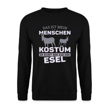 Esel Mensch Kostüm Lustig für Eselzüchter - Unisex Pullover - Schwarz - Vorne - Alina (178cm) & Michal (187cm)