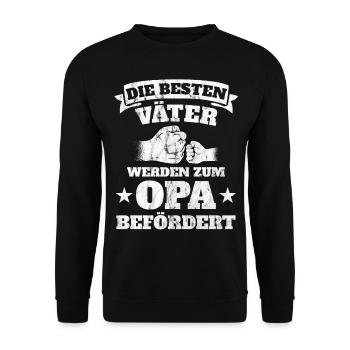 Die besten Väter werden zum Opa befördert - Unisex Pullover - Schwarz - Vorne - Alina (178cm) & Michal (187cm)