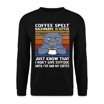 Coffee spelt backwards is eeffoc Design - Unisex Sweatshirt - black - Front - Alina (178cm) & Michal (187cm)