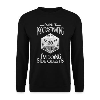 Im Doing Side Quest RPG Rollenspiel Würfel - Unisex Pullover - Schwarz - Vorne - Alina (178cm) & Michal (187cm)