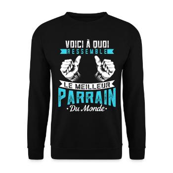 Meilleur Parrain Du Monde Oncle Parrain Cadeau - Sweat-shirt Unisexe - noir - Devant - Alina (178cm) & Michal (187cm)