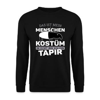 Tapir im Mensch Kostüm für Tapirfreunde - Unisex Pullover - Schwarz - Vorne - Alina (178cm) & Michal (187cm)