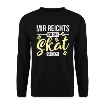 Skat Skatspieler Kartenspiel Mir Reichts Spruch - Unisex Pullover - Schwarz - Vorne - Alina (178cm) & Michal (187cm)