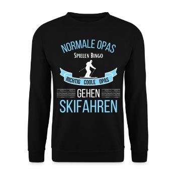 Opa Skifahren Skifahrer Alter Mann Geschenk - Unisex Pullover - Schwarz - Vorne - Alina (178cm) & Michal (187cm)
