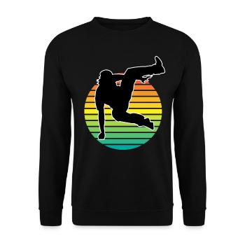 Retro parkour freerunning parkour runner silhouette - Unisex Sweatshirt - black - Front - Alina (178cm) & Michal (187cm)