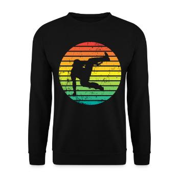 Retro parkour freerunning parkour runner silhouette - Unisex Sweatshirt - black - Front - Alina (178cm) & Michal (187cm)