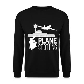 Planespotting Planespotter Fotograf Geschenk - Unisex Pullover - Schwarz - Vorne - Alina (178cm) & Michal (187cm)