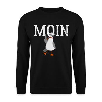 Moin Moin Möwe am Kiel am Meer - Unisex Pullover - Schwarz - Vorne - Alina (178cm) & Michal (187cm)
