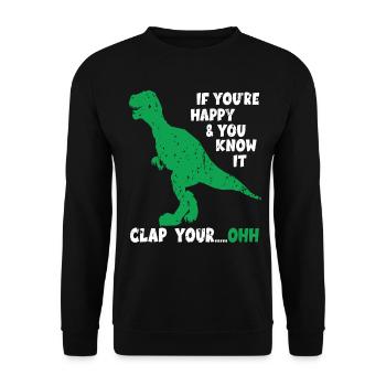 Dinosaurier T-Rex Witz Dino Meme Spaß Gag - Unisex Pullover - Schwarz - Vorne - Alina (178cm) & Michal (187cm)