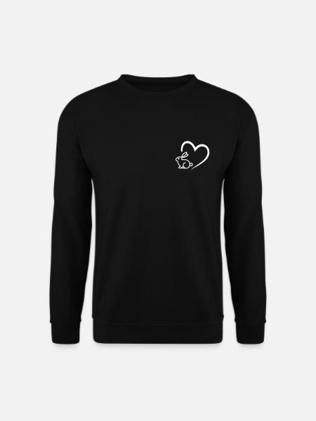Kaninchen Hase Herz Line Art Ostern Ostergeschenk - Unisex Pullover - Schwarz