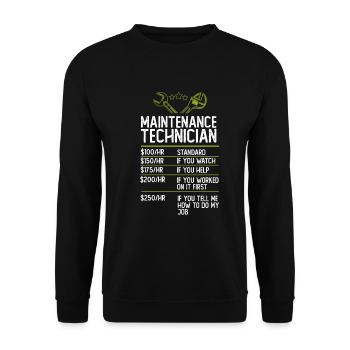 Maintenance Technician Technician Gift Gift Idea - Unisex Sweatshirt - black - Front - Alina (178cm) & Michal (187cm)