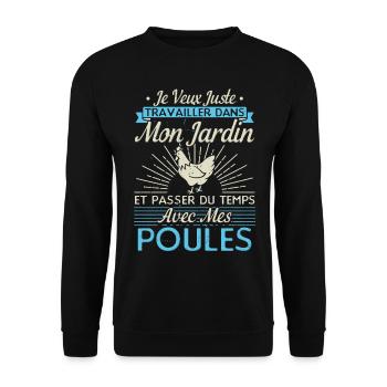 Papy Poule - Jardinage Cadeaux - Sweat-shirt Unisexe - noir - Devant - Alina (178cm) & Michal (187cm)