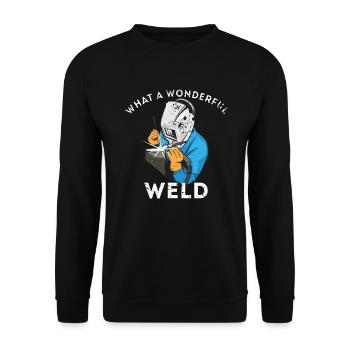 Schweißer Vintage Geschenk Zum Schweißen - Unisex Pullover - Schwarz - Vorne - Alina (178cm) & Michal (187cm)