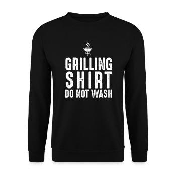 Grilling Shirt Do Not Wash BBQ Lover Meat Griller - Unisex Sweatshirt - black - Front - Alina (178cm) & Michal (187cm)