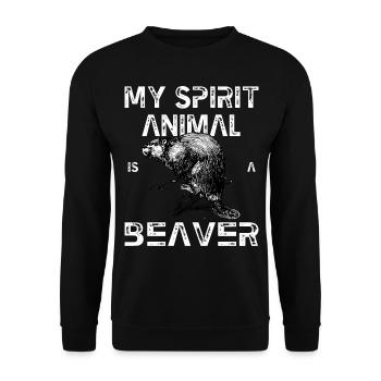 Spirit Animal Beaver - Unisex Pullover - Schwarz - Vorne - Alina (178cm) & Michal (187cm)