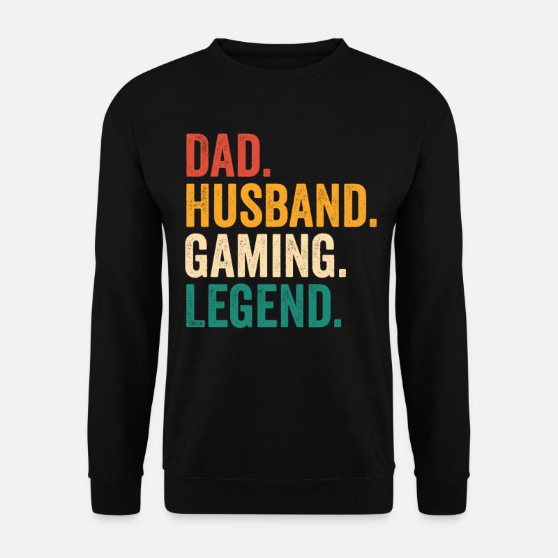 Gamer Dad Ehemann Gaming Videospiele Vatertag Gesc - Unisex Pullover - Schwarz