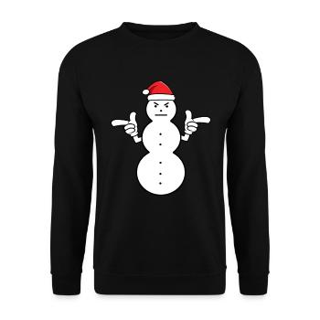 Schneemann Jeezy Snowman Weihnachtsmütze Geschenk - Unisex Pullover - Schwarz - Vorne - Alina (178cm) & Michal (187cm)