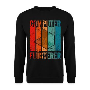 Vintage Computer Flüsterer - Unisex Pullover - Schwarz - Vorne - Alina (178cm) & Michal (187cm)