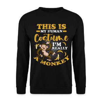 Affe Kostüm Gorilla Primat Monkey Primat Tier - Unisex Pullover - Schwarz - Vorne - Alina (178cm) & Michal (187cm)